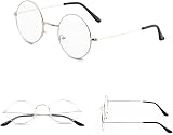 YICHENGTIANXIA Vintage Round Metal Glasses, 2 Pairs, Black & Silver view 5