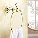 OWOFAN Crystal-Series Brass Towel Ring Glass Tissue Holder Wall Mounted,Gold Finished HK-23