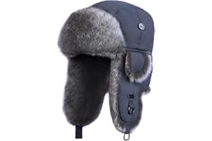 Kurhatic Winter Trapper Hat,Warm Faux Fur Aviator Hat,Russian Trooper Hunting Ski Hat with Ear Flaps for Men & Women