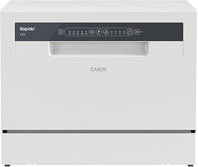 CP 6E51LW Lavavajillas de sobremesa Pequeño y Compacto, 6 Servicios, Digital, 51DBA, 5 Ciclos, Media Carga, Inicio Diferido, Indicador Sal y Abrillantador, Indicador Fin de Ciclo, Blanco