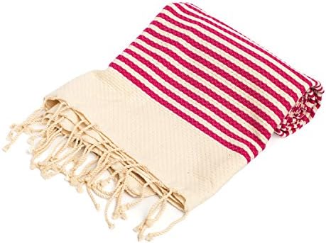 Fouta Lifestyle Striped Fouta Towel Kenza Pomegranate Pink