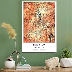 Brighton Map Poster, Michigan Map Art Poster, Map