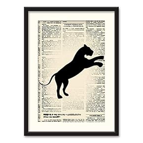 Black Paper Framed Canvas Wall Art for Living Room, Bedroom Animals or Plants Pop Up Vintage Newspaper Backgroud Canvas Prints for Home Decoration Ready to Hanging - 23x31 inches