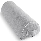 Jiaao Upgraded Half Moon Bolster Pillow, Orthopedic Knee Pillow for Pain Relief, Memory Foam Leg Elevator for Side & Back Sleepers, Removable Velvet Cover with Invisible Zipper, Light Grey
