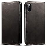 Wallet Case Compatible 2018 iPhone XS/ 2017 iPhone X, PU Leather Wallet Case Kickstand Folio Flip Cover, Black, 5.8 inches