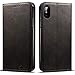 FLY HAWK iPhone 8, 5.8 inches, PU Leather Wallet Phone Case iPhone Case with Card Holder Kickstand Protective Flip Cover Black Cover