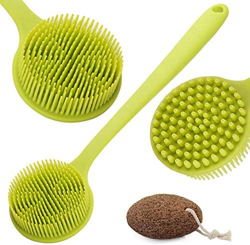 Esup Soft Silicone Dry Brush Bath Brush Body Brush Back Brush with 15" Long Handle Ultra Soft Bristles for Women and Men, Pumice Stone Free, Best Christmas Gifts for Women and Men