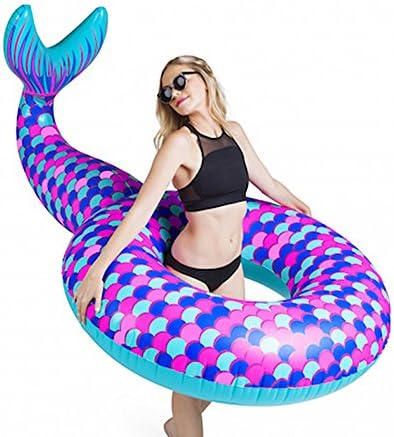 hejiahuanle Floating row PVC Inflatable Floating bed Pink float row Ms child Floating row ins Mermaid swim ring Fish tail water circle adult underarm ring lifebuoy float
