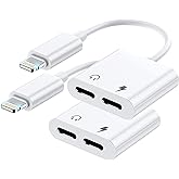 [Apple MFi Certified] 2PACK Dual Lightning Headphone Adapter for iPhone Splitter Audio and Charge Support All iOS System Comp