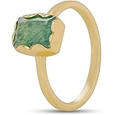 iCarats Gold Rings For Women 18k Gold Plated Dainty Non Tarnish Stackable Baguette Gemstone Band Jewelry Gift