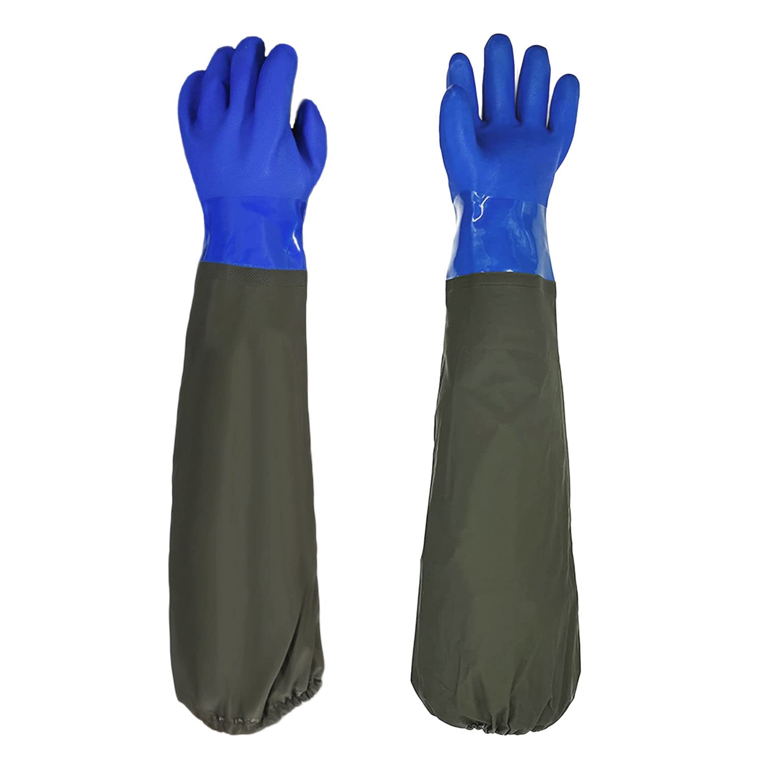 aghoer Long Rubber Pond Gloves - 70cm Gauntlet Arm Waterproof Gloves - Elbow Length Gloves for Pond Cleaning Fishing Aquaculture Maintenance