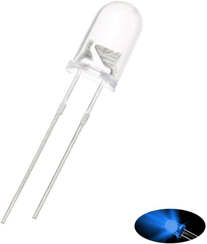 5mm LED Ultra Bright Diode Lamp,B-MyDreams DC 3V 20mA 0.06W Diffused Round Blue Light (Pack of 100 pcs)