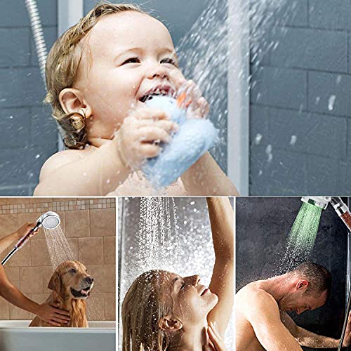 LED Shower Head with High Pressure, Handheld Showerhead with Shower Filter, Water Saving, 7 Colors Changing Automatically, for Hard Water Repair Dry Skin and Hair, No Batteries Need, No Hose (7-Color)