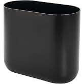 iDesign Small Slim Plastic Bathroom Trash Can, Black | Garbage Can for Bedroom, Office, Desk, Dorm