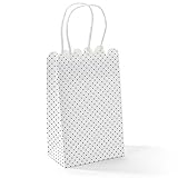 GSSUSA 5.25"x3.25"x8" - 50 Pcs - Kraft Shopping Grocery Mechandise Paper Bags (White with Black Dot)