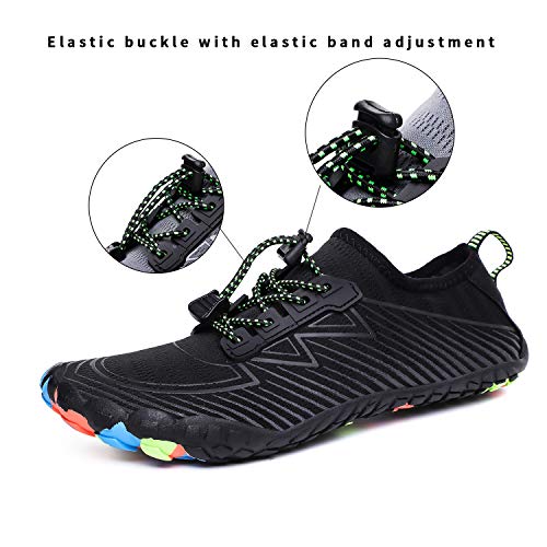 Water Shoes Barefoot Quick-Dry Aqua Yoga Socks Slip-on for Men Women Black 13 M US Women/12 M US Men