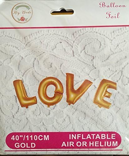 LOVE / XOXO 40 Gold Foil Balloon - Huge Balloons! Engagement, Bridal Showers, Weddings Decor (LOVE gold) by Hey Bride