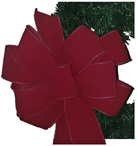 12 Red Wired Edge Bows ($8.33 each) FREE SHIPPING Red Velvet Wired Edge Christmas Bow 10"W 26"L 20"Tails 8 Loops 2.5"Ribbon Rustic Country Bows for Wreath Tree Topper Arrives Fluffy Not Flat