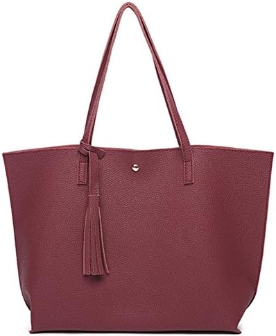 Lightweight Large Size Fashion Top-Handbag Shoulder Bag Simple Style Gift for Women (wine red)