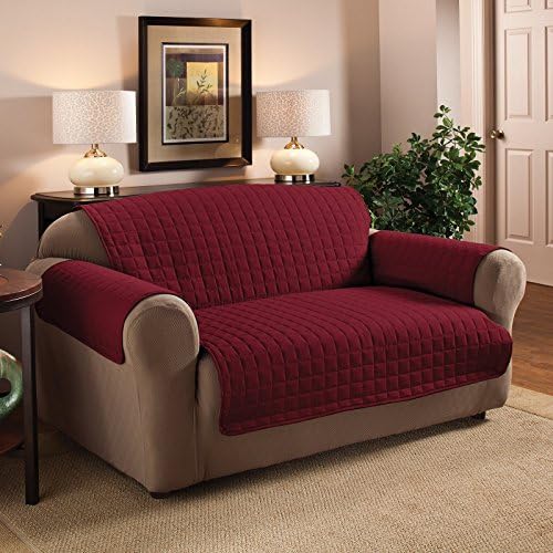 Luxury Quilted LOVESEAT Furniture Protector, BURGUNDY