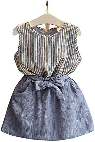 MLT Girls Poly Cotton Top and Skirt Set in Grey