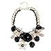 Zhenhui Women Bib Statement Chunky Necklace Gold Chain Crystal Flower Statement Necklace Charm Pendant Necklace,Big Chunky Choker Jewelry for Clothing(Black)
