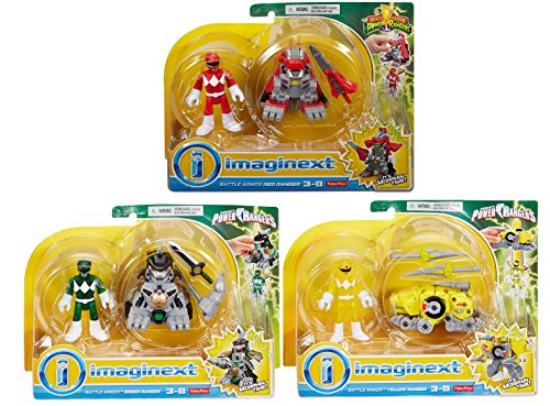 Fisher Price Imaginext Mighty Morphin Power Rangers Battle Armor Ranger 3 Pack Gift Set Including the Battle Armor Red Ranger, Battle Armor Green Ranger , and Battle Armor Yellow Ranger Figures