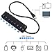 7-Port USB Hub, iXCC SuperSpeed USB 3.0 25W Extension Hub with Individual On/Off Port Switches and Power Adapter - Black