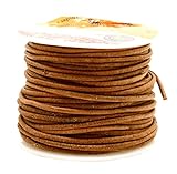 Mandala Crafts 1mm 2mm 3mm 20 Yards Natural Round Leather String Cord Rope Spool for Necklace Bracelet Jewelry Making (2mm, Rust)