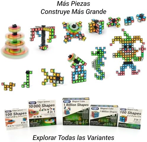 Magnet Fidget Spinner Glow - 16 Bloques: Spinner transformable, Cubo Infinito y Rompecabezas magnético, Luminoso, Regalo de cumpleaños para niños y Adultos, Juguete sensorial Stem
