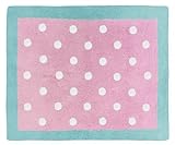 Sweet Jojo Designs Turquoise and Pink Polka Dot Skylar Girls Accent Floor Rug