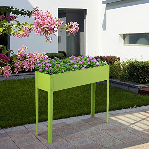 COSTWAY Hochbeet Metall, Pflanzkasten Blumenbeet Gartenbeet Blumenkasten Blumentrog Grün für Obst, Blumen, Gemüse im… – Bild 6