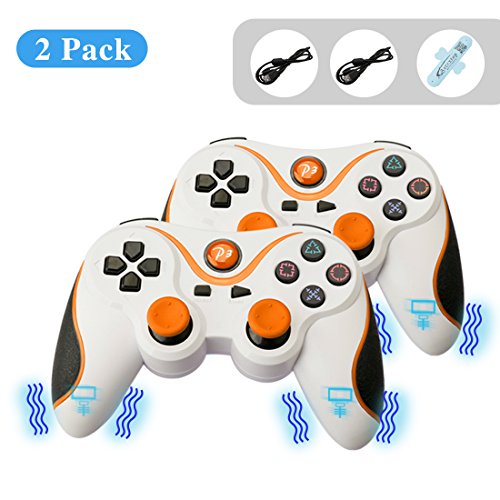 A-SZCXTOP 1 Pair Wireless Dualshock Bluetooth Game Controller Rechargeable Gamepad with USB Charging Cable for PS3 Playstation 3