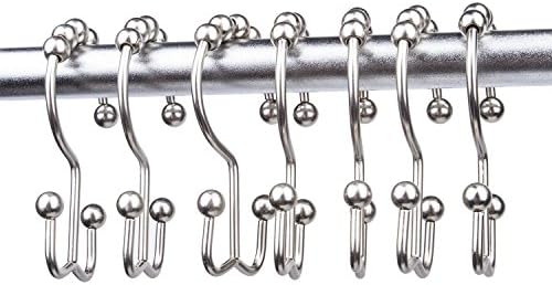 Interfeeling Shower Curtain Rings with Bathroom Double Glide Hooks Brushed Nickel , Set of 12