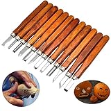 LIVEHITOP Handmade Wood Carving Tools Set Crafts Chisels Knife, Handmade carving tool kit for Sculpture DIY Wax, Soap, Vegetables Carving and more for Kids & Beginners with Reusable Pouch.(12 Pieces)