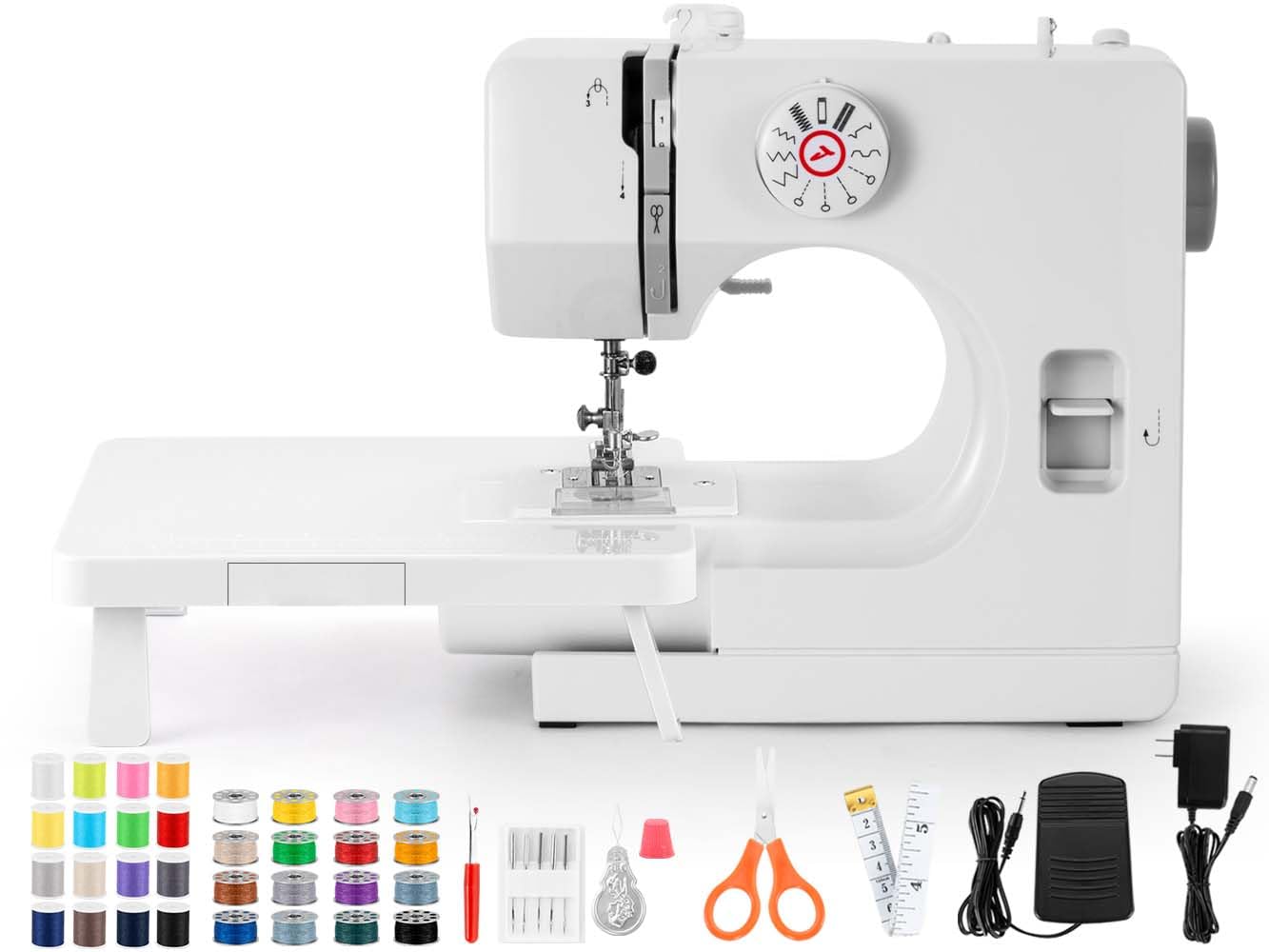Photo 1 of ***MISSING PCS****Sewing Machine with Extension Table, Mini Sewing Machines, Electric Portable Sewing Machines for Beginners, 12 Stitch Dual Speed with Foot Pedal & Sewing Kit, Ideal for Clothes, Pillowcases, Sheets