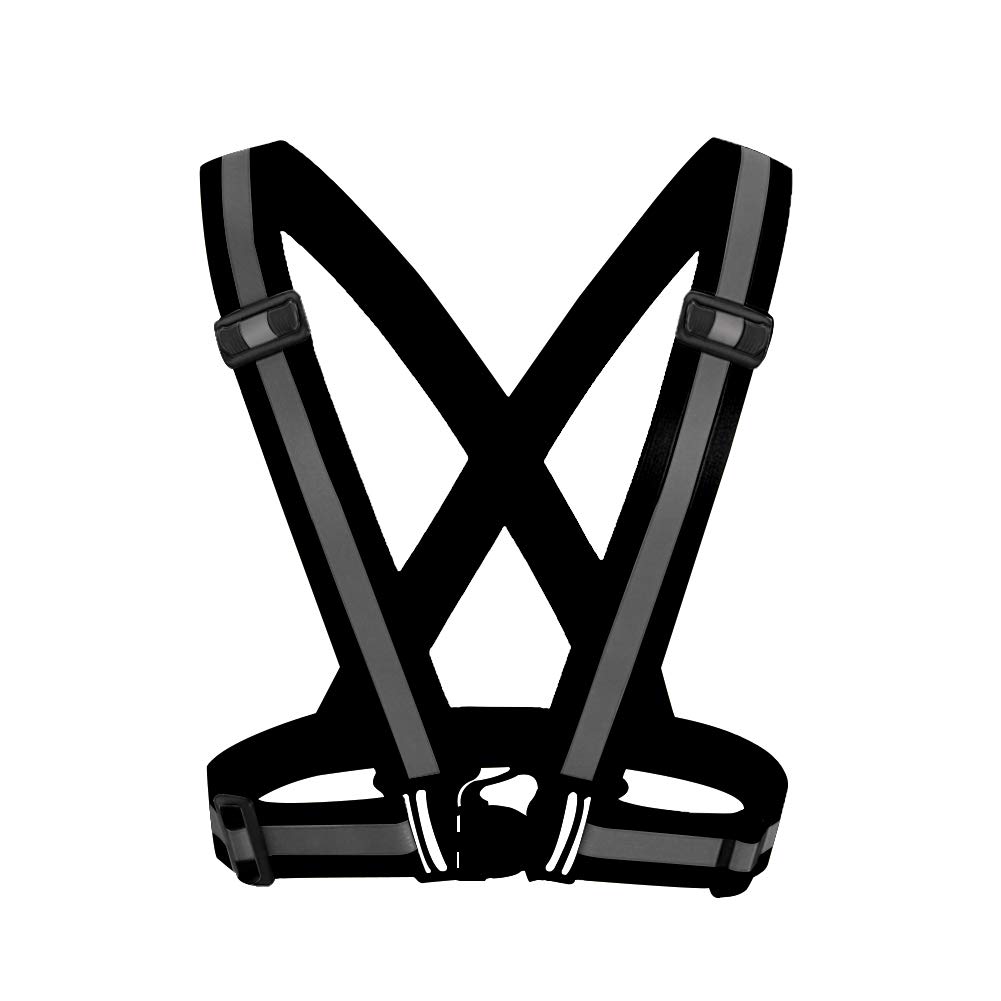 HYCOPROT Reflective Vest Adjustable Safety Hi Vis High Visibility Sports Gear for Outdoor Night Running Cycling Hiking Biking Motorcycle Dog Walking Men Women Kids¡­ (1pc black)