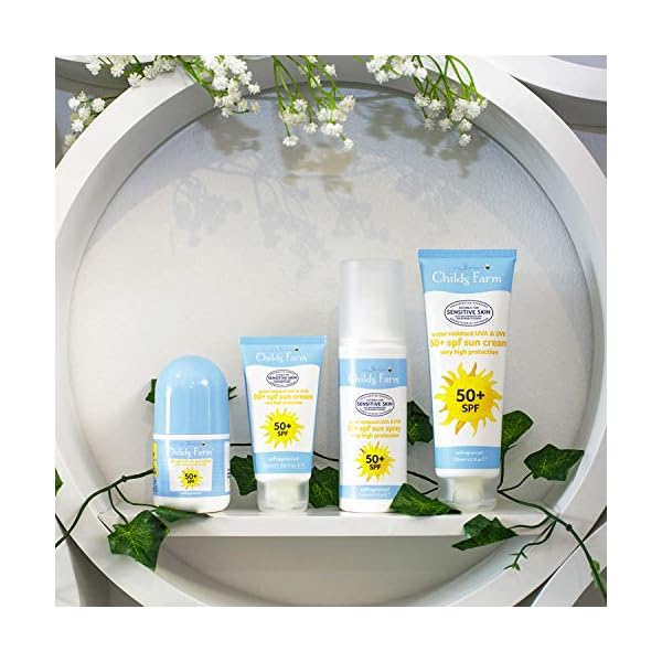 Childs-Farm-Childrens-SPF-50-Sun-Lotion-Spray-Moisturising-Sensitive-Skin-125-ml Childs Farm, Kids and Baby Sun Cream Spray SPF 50+ 125 ml, Water Resistant UVA and UVB, Very High Protection, Suitable…