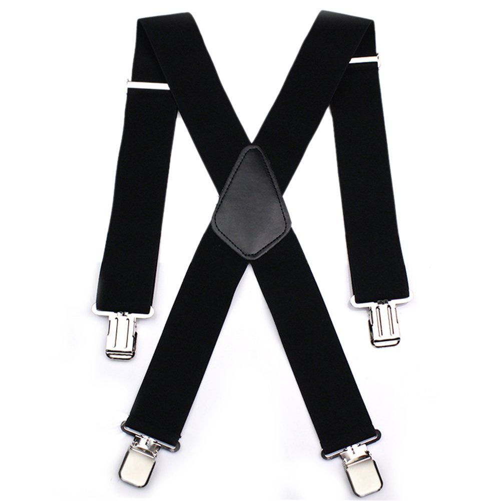 Aulola® Mens 50MM Wide Heavy Duty Adjustable Elasticated Motorcycle Trouser X Shape Trouser Braces - Strong Metal Clips