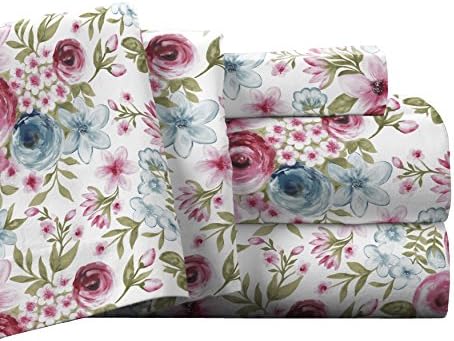 Pointehaven Flannel Deep Pocket Set with Oversized Flat Sheet, Twin, Sylvan