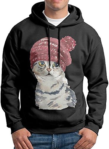 NAFQ Men's Pullover Hoodie Sweatshirt Cat Kitten Illustration Cartoon Printed Design