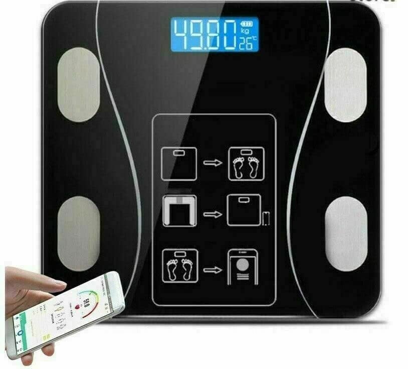 SQUADO Digital Intelligent Personal Scales Impedance Meter Electronic Professional Weight Control and Health Monitoring - Measure Muscle Mass and Fat, BMI - Bluetooth