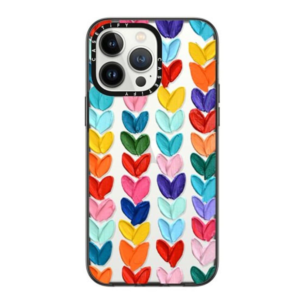 CASETiFY Compact iPhone 14 Pro Max Case [2X Military Grade Drop Tested / 4ft Drop Protection] - Clear Polka Daub Hearts - Clear Black — image 1