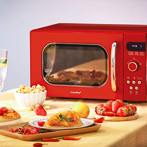 COMFEE' Retro Countertop Microwave Oven with Compact Size, Position
