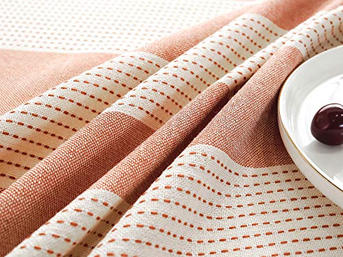 AmHoo Striped Tassel Cotton Linen Tablecloth Washable Rectanglar Table Covers for Kictchen Dining Table Decoration,54 x 86 inch, Orange