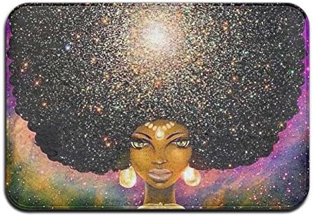 Non Slip Coral Velvet Bathmat Absorbent Bath Rug 18x30s Memory Foam Bath Mats With Anti-Skid Bottom - African American Black Woman Painting Art