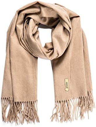 KISSWIN 100% Authentic Cashmere Super Soft and Warm Pashmina Wrap Shawl Extra Large Scarf with Gift Box - Camel