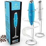 NEW 2019 FASTER, STRONGER & LONGER LASTING Milk Boss High Powered Milk Frother Handheld Foam Maker for Lattes - Whisk Drink Mixer for Bulletproof® Coffee Frother, Mini Blender and Milk Foamer Frother for Cappuccino, Frappe, Matcha, Hot Chocolate by - Zulay, Teal