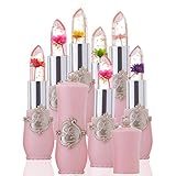 Jelly Lipstick,Outsta 6Pcs/Set Bright Flower Crystal Magic Temperature Change Long Lasting Moisturizer Color Lip,Pink(Leave a Message for Color)