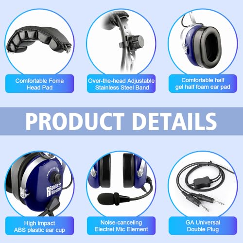 R SPIDER WIRELESS - PNR Aviation Aircraft Headphones with Comfortable Ear Pads, Passive Noise Reduction, Carrying Case